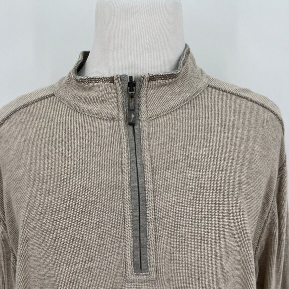 Tommy Bahama Reversible Mens Pullover 1/4 Zip Sweater XL Extra Large Beige & Gra - Picture 2 of 10